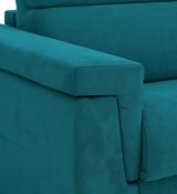 Divano Fisso 2 Posti Azzurro Sfoderabile Idrorepellente 205x95x100h cm, Lavabile Made in Italy - Flaibano