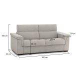 Divano Fisso 2 Posti Beige Sfoderabile Idrorepellente 185x95x100h cm, Lavabile Made in Italy - Lapio