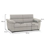 Divano Fisso 2 Posti Beige Sfoderabile Idrorepellente 185x95x100h cm, Lavabile Made in Italy - Pisogne