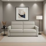 Divano Fisso 2 Posti Beige Sfoderabile Idrorepellente 205x95x100h cm, Lavabile Made in Italy - Flaibano
