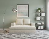 Divano Fisso 2 Posti Bianco Crema Cuscini Sfoderabili Braccioli 162x167x86h cm, Posti a Sedere 2 - Comazzo