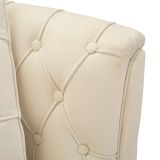 Divano Fisso 2 Posti Bianco Crema oro Effetto Velluto Trapuntato Cuscini Inclusi 130x83x91h cm, Braccioli - Diskit