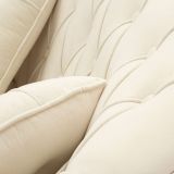 Divano Fisso 2 Posti Bianco Crema oro Effetto Velluto Trapuntato Cuscini Inclusi 130x83x91h cm, Braccioli - Diskit