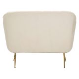 Divano Fisso 2 Posti Bianco Crema oro Effetto Velluto Trapuntato Cuscini Inclusi 130x83x91h cm, Braccioli - Diskit
