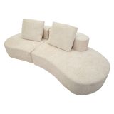 Divano Fisso 2 Posti Bianco Crema Rivestimento in Tessuto Bouclè Posti a Sedere 2 40x43x115h cm, Cuscini Inclusi - Masule