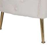 Divano Fisso 2 Posti Bianco oro Effetto Velluto Cuscini Inclusi 127x74x71h cm, Braccioli - Dingle