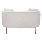 Divano Fisso 2 Posti Bianco oro Effetto Velluto Cuscini Inclusi 127x74x71h cm, Braccioli - Dingle