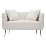 Divano Fisso 2 Posti Bianco oro Effetto Velluto Cuscini Inclusi 127x74x71h cm, Braccioli - Dingle