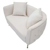 Divano Fisso 2 Posti Bianco oro Effetto Velluto Cuscini Inclusi 127x74x71h cm, Braccioli - Dingle