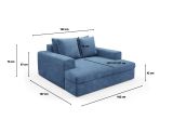 Divano Fisso 2 Posti blu Cuscini Sfoderabili Braccioli 162x167x86h cm, Posti a Sedere 2 - Comazzo