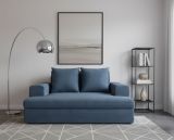 Divano Fisso 2 Posti blu Cuscini Sfoderabili Braccioli 162x167x86h cm, Posti a Sedere 2 - Comazzo
