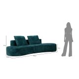 Divano Fisso 2 Posti blu Petrolio Rivestimento in Tessuto Bouclè Posti a Sedere 2 40x43x115h cm, Braccioli - Masule