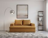 Divano Fisso 2 Posti Giallo Ocra Cuscini Sfoderabili Braccioli 162x167x86h cm, Posti a Sedere 2 - Comazzo