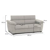 Divano fisso 2 posti Gorreto, 205x95 h100 cm, Beige