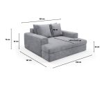 Divano Fisso 2 Posti Grigio Chiaro Cuscini Sfoderabili Braccioli 162x167x86h cm, Posti a Sedere 2 - Comazzo