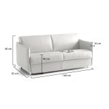 Divano Fisso 2 Posti Grigio Chiaro Sfoderabile Idrorepellente 160x95x90h cm, Lavabile Made in Italy - Monleale