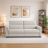 Divano Fisso 2 Posti Grigio Chiaro Sfoderabile Idrorepellente 185x95x100h cm, Lavabile Made in Italy - Lapio
