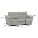 Divano Fisso 2 Posti Grigio Chiaro Sfoderabile Idrorepellente 185x95x100h cm, Lavabile Made in Italy - Pisogne