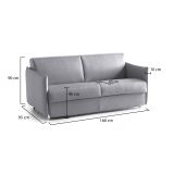 Divano Fisso 2 Posti Grigio Sfoderabile Idrorepellente 160x95x90h cm, Lavabile Made in Italy - Monleale