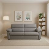 Divano Fisso 2 Posti Grigio Sfoderabile Idrorepellente 185x95x100h cm, Lavabile Made in Italy - Pisogne