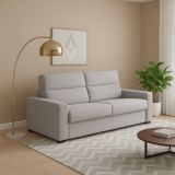 Divano Fisso 2 Posti Grigio Sfoderabile Idrorepellente 200x95x100h cm, Lavabile Made in Italy - Letino