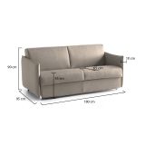 Divano Fisso 2 Posti Grigio Tortora Sfoderabile Idrorepellente 180x95x90h cm, Lavabile Made in Italy - Varedo