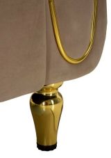 Divano fisso 2 posti Japura, Sofà dritto, Divanetto per salotto, Poltrona matrimoniale, 81x155 h71 cm, Grigio e Oro