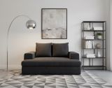 Divano Fisso 2 Posti Nero Cuscini Sfoderabili Braccioli 162x167x86h cm, Posti a Sedere 2 - Comazzo