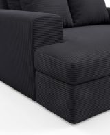 Divano Fisso 2 Posti Nero Cuscini Sfoderabili Braccioli 162x167x86h cm, Posti a Sedere 2 - Comazzo