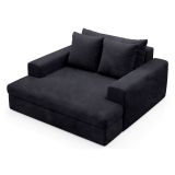 Divano Fisso 2 Posti Nero Cuscini Sfoderabili Braccioli 162x167x86h cm, Posti a Sedere 2 - Comazzo