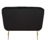 Divano Fisso 2 Posti Nero oro Effetto Velluto Trapuntato Braccioli 130x83x91h cm, Cuscini Inclusi - Diskit