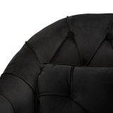 Divano Fisso 2 Posti Nero oro Effetto Velluto Trapuntato Braccioli 130x83x91h cm, Cuscini Inclusi - Diskit