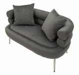 Divano fisso 2 posti Roosevelt, Sofà dritto, Divanetto per salotto, Poltrona matrimoniale, 133x68 h69 cm, Grigio e Argento