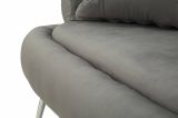 Divano fisso 2 posti Roosevelt, Sofà dritto, Divanetto per salotto, Poltrona matrimoniale, 133x68 h69 cm, Grigio e Argento