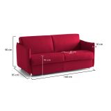 Divano Fisso 2 Posti Rosso Sfoderabile Idrorepellente 160x95x90h cm, Lavabile Made in Italy - Monleale