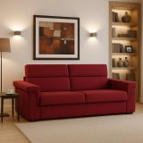 Divano Fisso 2 Posti Rosso Sfoderabile Idrorepellente 205x95x100h cm, Lavabile Made in Italy - Flaibano