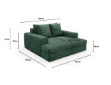 Divano Fisso 2 Posti Verde Cuscini Sfoderabili Braccioli 162x167x86h cm, Posti a Sedere 2 - Comazzo