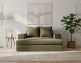 Divano Fisso 2 Posti Verde Oliva Cuscini Sfoderabili Braccioli 162x167x86h cm, Posti a Sedere 2 - Comazzo