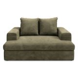 Divano Fisso 2 Posti Verde Oliva Cuscini Sfoderabili Braccioli 162x167x86h cm, Posti a Sedere 2 - Comazzo