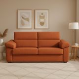 Divano Fisso 3 Posti Arancione Sfoderabile Lavabile 225x95 cm, Braccioli Made in Italy - Giffone