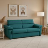 Divano Fisso 3 Posti Azzurro Sfoderabile Lavabile 225x95 cm, Braccioli Made in Italy - Giffone