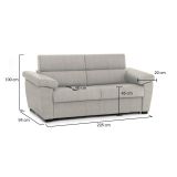 Divano Fisso 3 Posti Beige Sfoderabile Lavabile 225x95 cm, Braccioli Made in Italy - Giffone