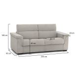 Divano fisso 3 posti Cantu, 225x95 h100 cm, Beige