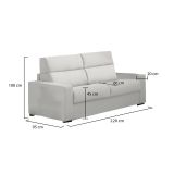 Divano Fisso 3 Posti Grigio Chiaro Sfoderabile Lavabile 220x95 cm, Braccioli Made in Italy - Ozegna