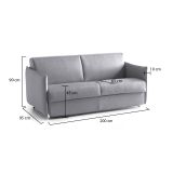 Divano Fisso 3 Posti Grigio Sfoderabile Lavabile 200x95 cm, Braccioli Made in Italy - Severo
