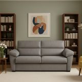 Divano Fisso 3 Posti Grigio Sfoderabile Lavabile 225x95 cm, Braccioli Made in Italy - Giffone