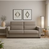 Divano Fisso 3 Posti Grigio Tortora Sfoderabile Lavabile 225x95 cm, Braccioli Made in Italy - Cantu