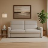 Divano fisso 3 posti Ozegna, 220x95 h100 cm, Grigio chiaro