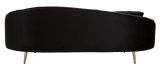 Divano fisso 3 posti Pace, Sofà dritto, Divanetto per salotto, Poltrona matrimoniale con contenitore, 185x84 h68 cm, Nero e Oro