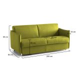 Divano Fisso 3 Posti Verde Sfoderabile Lavabile 200x95 cm, Braccioli Made in Italy - Severo